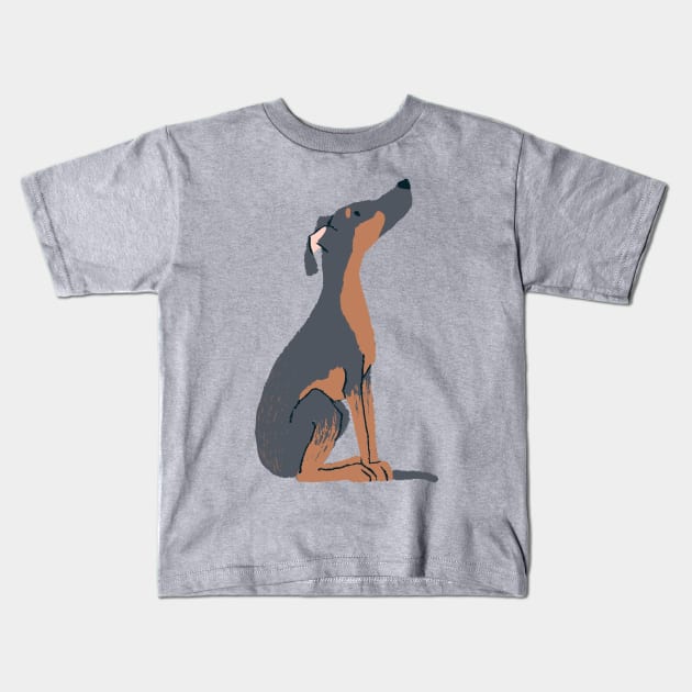 Doberman Illustration Kids T-Shirt by JunkyDotCom